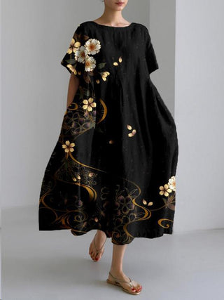Women's Floral A-Line Midi Dress