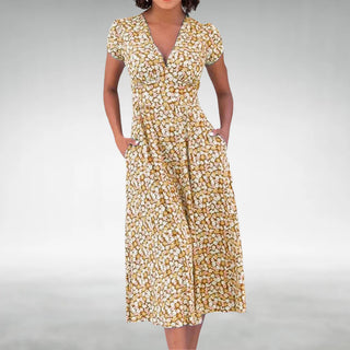 Women's Floral Fit and Flare Midi Dress