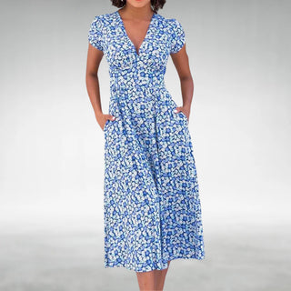 Women's Floral Fit and Flare Midi Dress