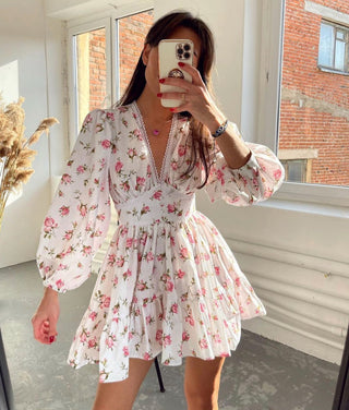 Women's Floral Long Sleeve Mini Dress