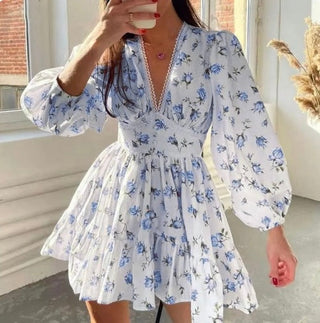 Women's Floral Long Sleeve Mini Dress