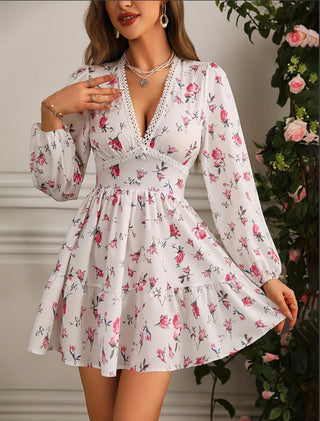 Women's Floral Long Sleeve Mini Dress