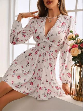 Women's Floral Long Sleeve Mini Dress