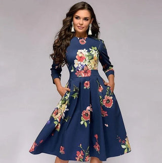 Women's Floral Print A-Line Midi Dress
