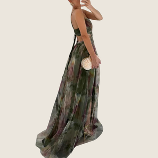 Women's Floral Spaghetti Strap A-Line Maxi Dress