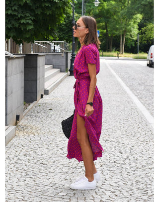 Women's Floral Wrap Midi Dress