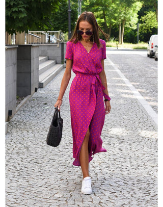 Women's Floral Wrap Midi Dress