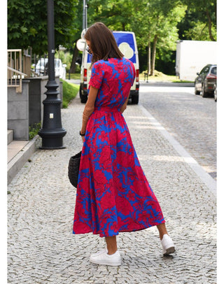 Women's Floral Wrap Midi Dress
