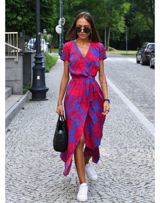 Women's Floral Wrap Midi Dress