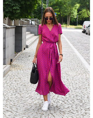 Women's Floral Wrap Midi Dress