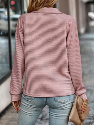 Women's Half Zip Textured Sweater