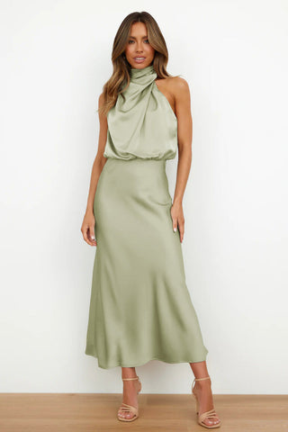 Women's Halter A-Line Midi Dress