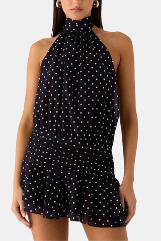 Women's Halter Backless Chiffon Mini Dress