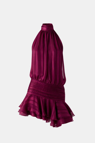 Women's Halter Backless Chiffon Mini Dress