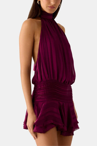 Women's Halter Backless Chiffon Mini Dress