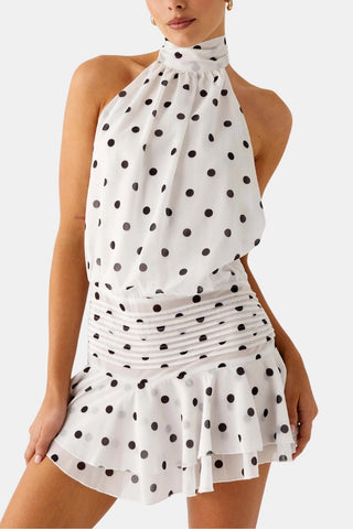 Women's Halter Backless Chiffon Mini Dress