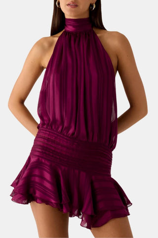 Women's Halter Backless Chiffon Mini Dress
