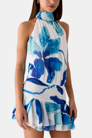 Women's Halter Backless Chiffon Mini Dress
