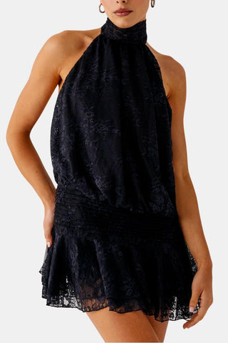 Women's Halter Backless Chiffon Mini Dress