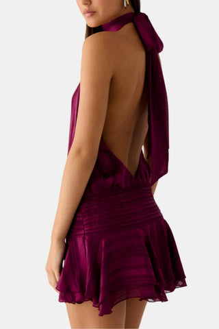 Women's Halter Backless Chiffon Mini Dress