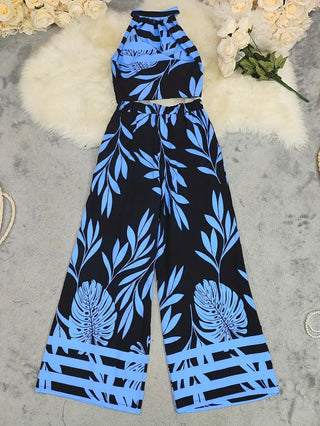 Women's Halter Top Wide Leg Pant Set