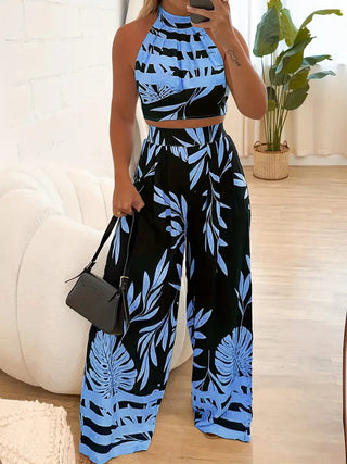 Women's Halter Top Wide Leg Pant Set