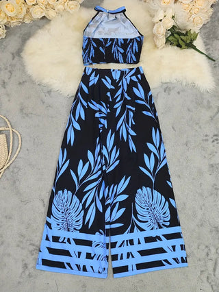 Women's Halter Top Wide Leg Pant Set