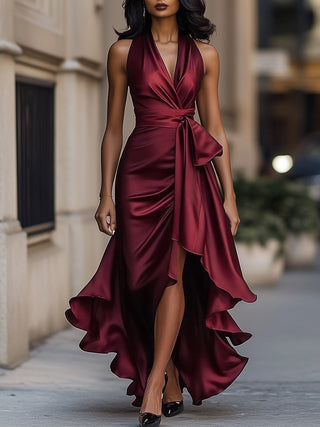 Women's Halter Wrap High-Low Dress