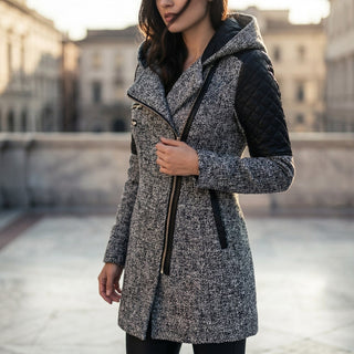 Women's Hooded Asymmetrical Moto Jacket