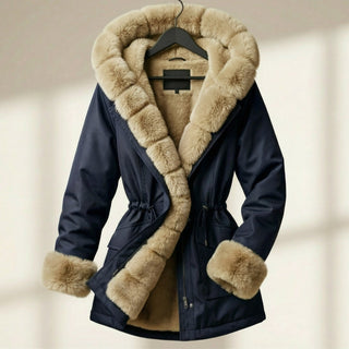 Women's Hooded Fur Trimmed Jacket