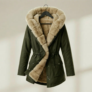 Women's Hooded Fur Trimmed Jacket