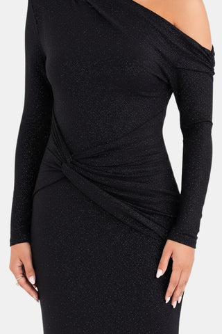 Women's Knot Front One Shoulder Midi Dress