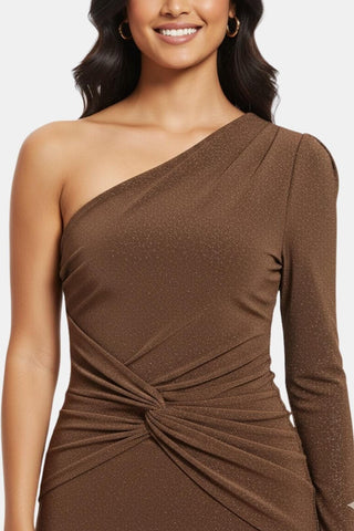 Women's Knot Front One Shoulder Midi Dress