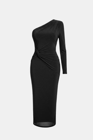 Women's Knot Front One Shoulder Midi Dress