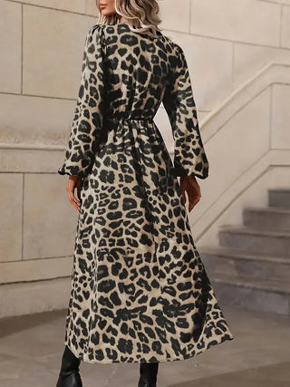 Women's Leopard Print Wrap Maxi Dress
