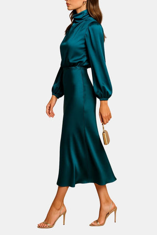 Women's Long Sleeve A-Line Midi Dress