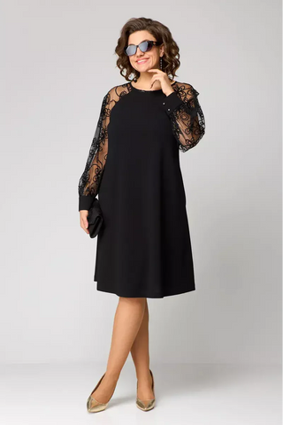 Women's Long Sleeve A-Line Midi Dress