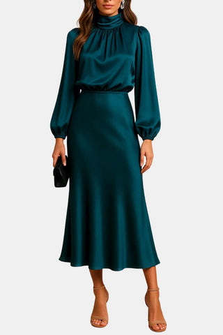 Women's Long Sleeve A-Line Midi Dress