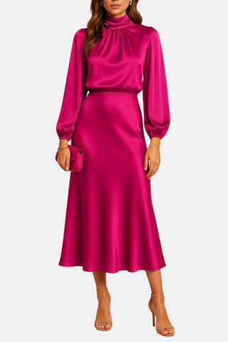 Women's Long Sleeve A-Line Midi Dress
