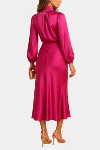 Women's Long Sleeve A-Line Midi Dress