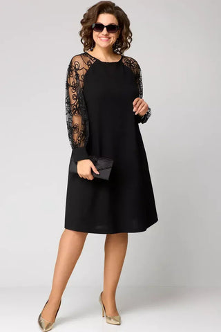 Women's Long Sleeve A-Line Midi Dress