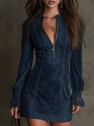 Women's Long Sleeve A-Line Mini Dress