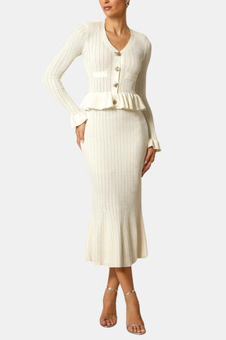 Women's Long Sleeve Fit & Flare Midi Dress
