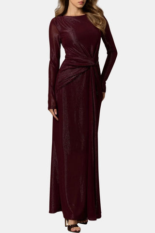 Women's Long Sleeve Knot Front Maxi Dress