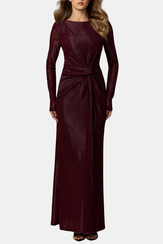 Women's Long Sleeve Knot Front Maxi Dress