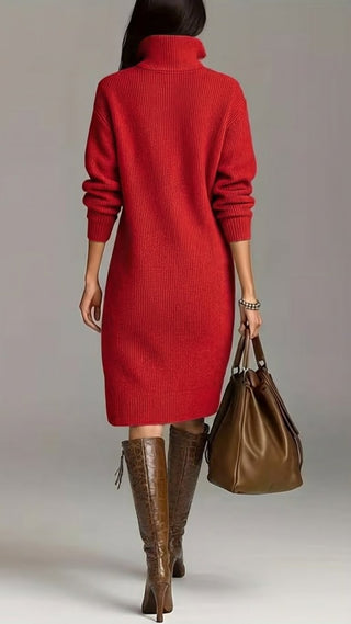 Women's Long Sleeve Midi Sweater Dress