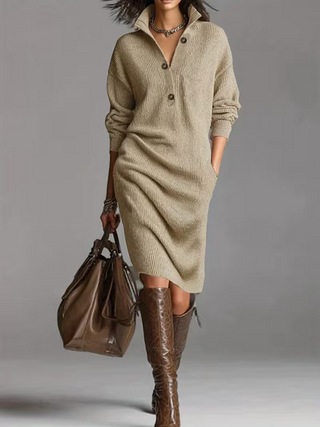 Women's Long Sleeve Midi Sweater Dress