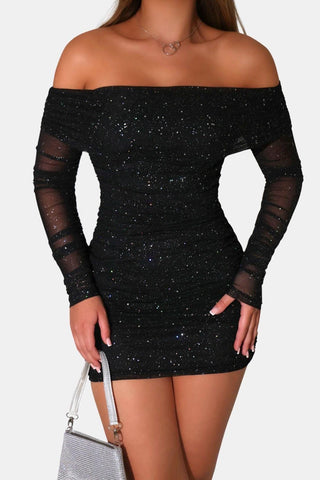 Women's Long Sleeve Off-Shoulder Mini Dress