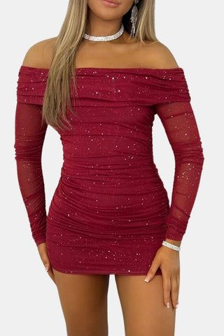 Women's Long Sleeve Off-Shoulder Mini Dress