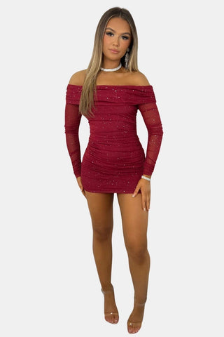 Women's Long Sleeve Off-Shoulder Mini Dress